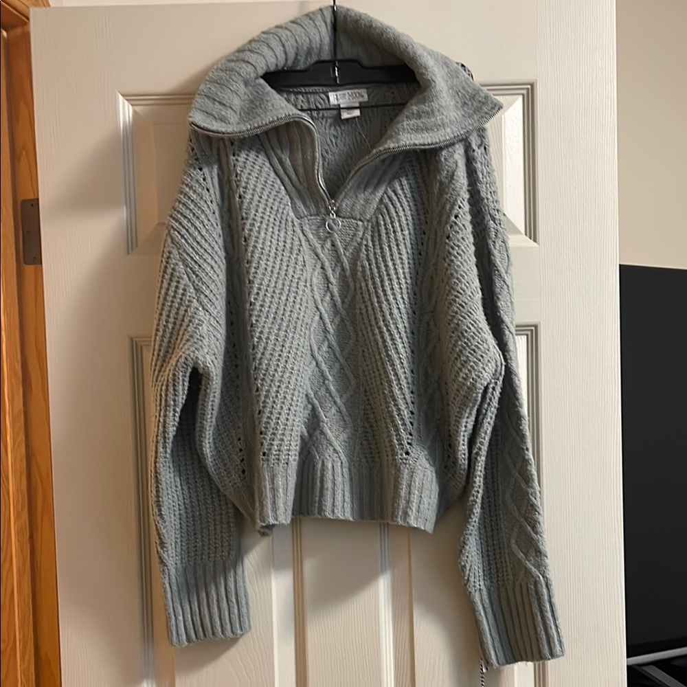Gray ruby moon Cable Knit Sweater